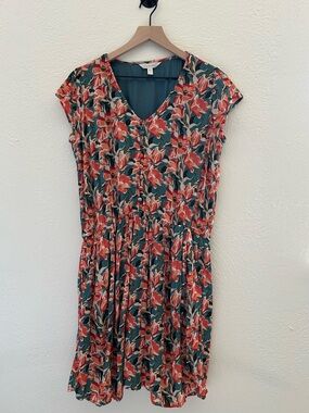 Garnet Hill Floral Midi Dress L Cottagecore Romantic Garden Party Botancial